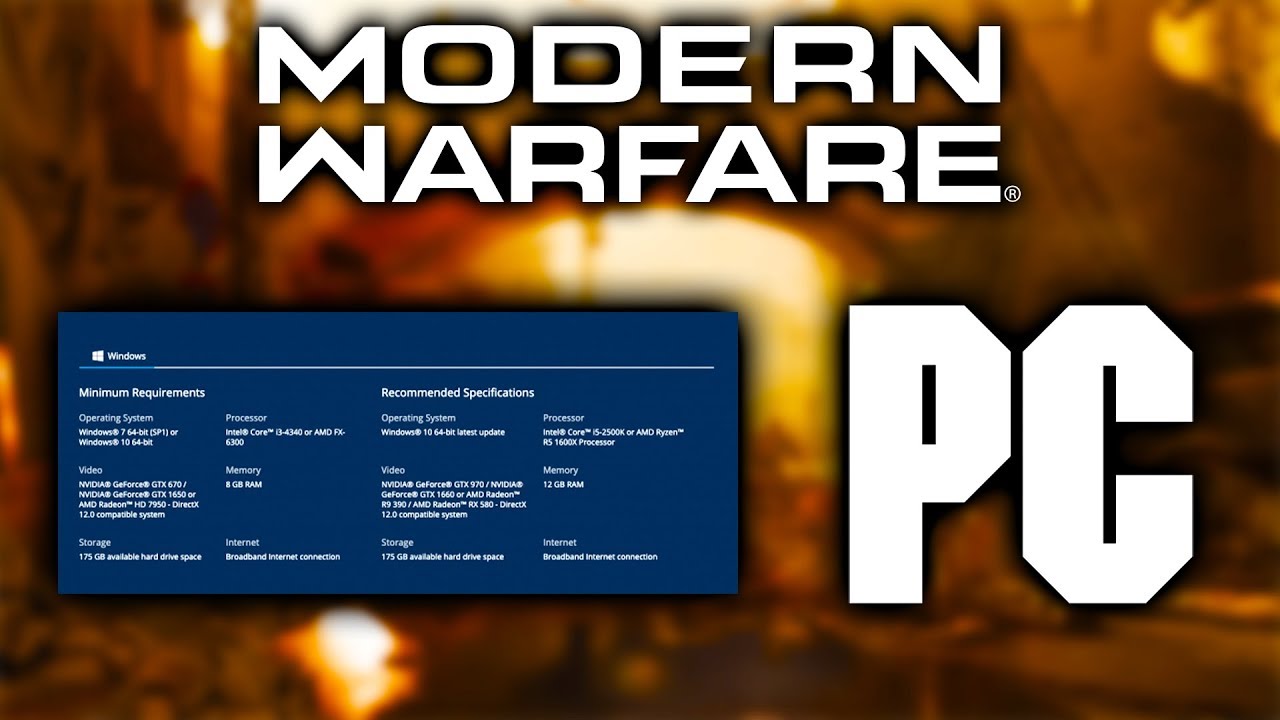 Modern Warfare PC MINIMUM & RECOMMENDED REQUIREMENTS