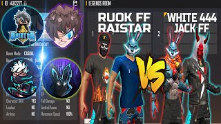 WHITE 444 JACK FF VS RUOK FF RAISTAR | PC AND MOBILE LEGENDS FIGHT - تحدي اسطوري في فري فاير