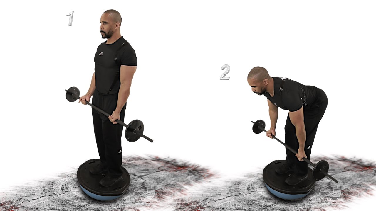 Hamstring Stiff Leg Deadlift Barbell Bosu Ball - YouTube