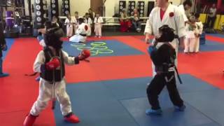 Lil' Dragon World Karate Federation (WKF)  reverse punch practice