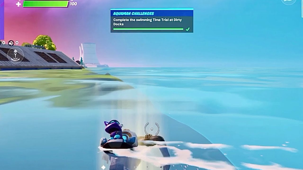 Complete the swimming time trial at Dirty Docks in order to get a