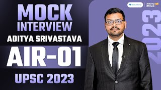 ADITYA SRIVASTAVA, Rank 1, IAS  UPSC 2023 | UPSC 2023 Mock Interview | IAS Topper