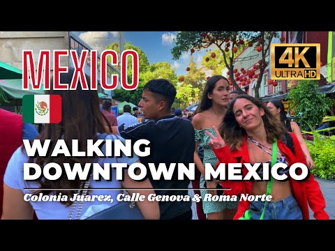 Mexico City Walking Tour 🇲🇽 Colonia Juarez, Calle Genova & Roma Norte [4K HDR / 60fps]