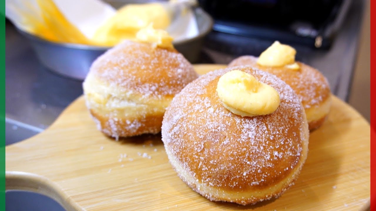 【高カロリー＝幸せ】イタリアの生ドーナツ ボンボローニの作り方！【Bomboloni alla Crema】
