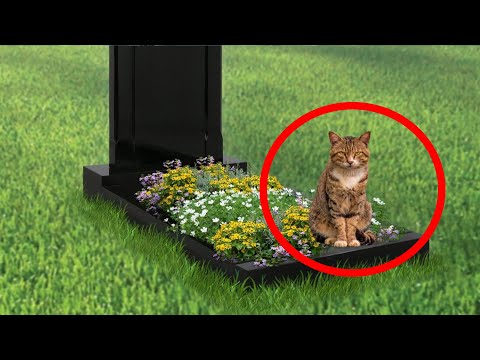 Сын пришёл на могилу отца, вдруг заметил кошку, которая пропала 10 лет назад!