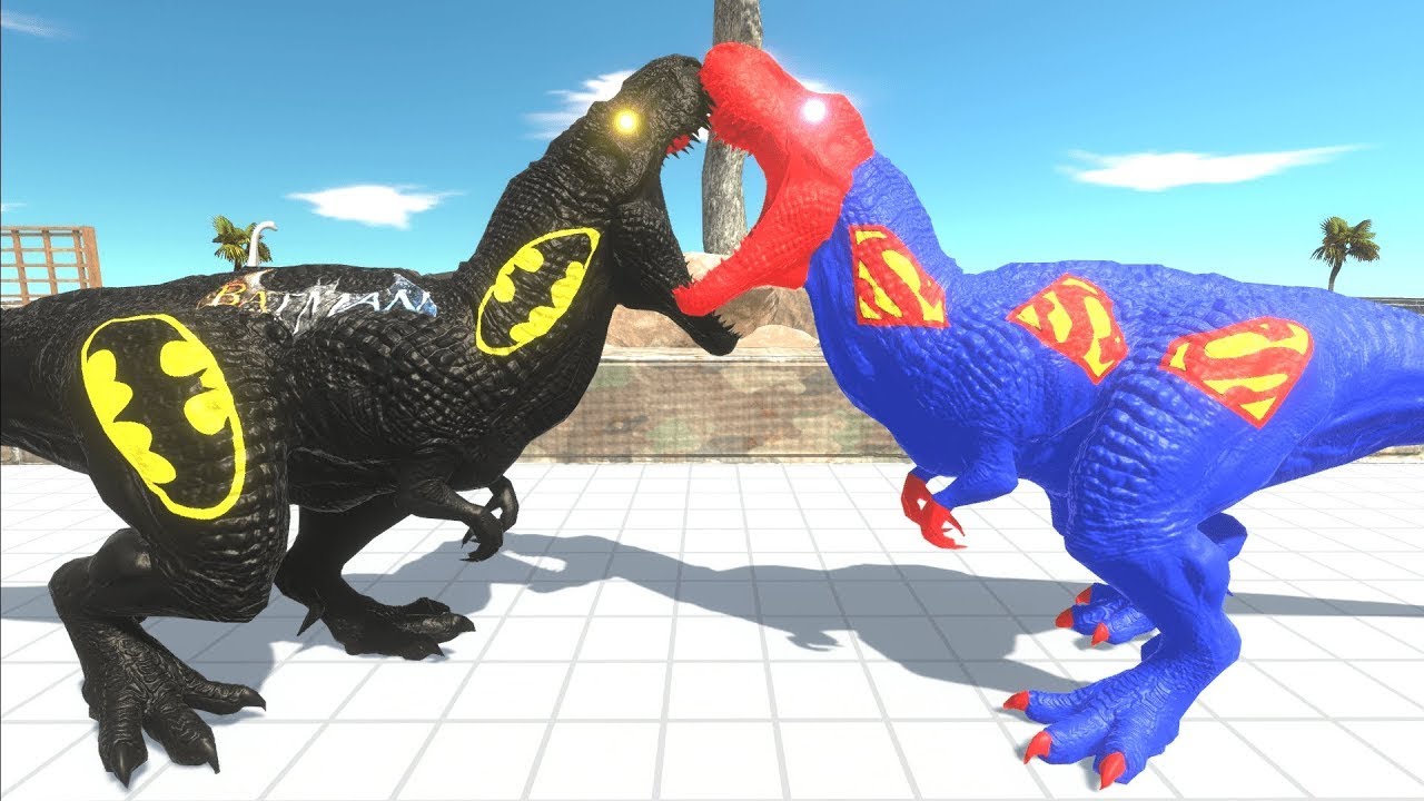 BATMAN T-REX vs SUPERMAN TREX DEATH RUN EVOLUTION | Animal Revolt Battle Simulator
