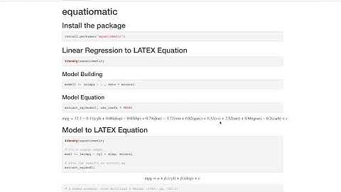 equatiomatic - Automatically write LaTex Equations from fitted model using R