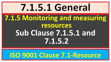 ISO 9001 clause 7.1.5 Monitoring and Measuring Resources |Sub Clause 7.1.5.1 General | Resource 7.1|