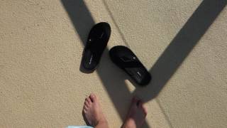 Putting on flip flops