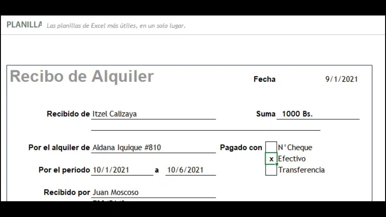 Recibo Pago De Alquiler Llenar los datos de un recibo de alquiler - YouTube