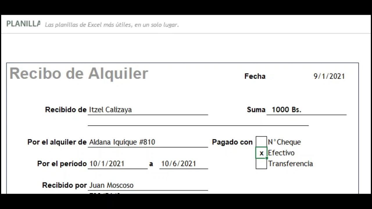 Recibo De Pago Alquiler Llenar los datos de un recibo de alquiler - YouTube