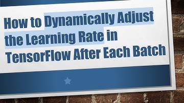 How to Dynamically Adjust the Learning Rate in TensorFlow After Each Batch