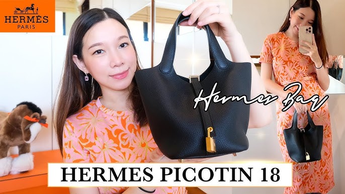 Hermes Lock 18 Bag Cuivre Gold Hardware Clemence Leather • MIGHTYCHIC • 