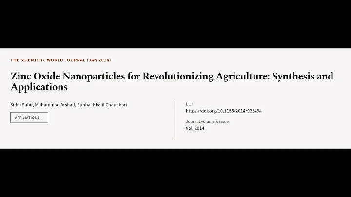 Zinc Oxide Nanoparticles for Revolutionizing Agriculture: Synthesis and Applications | RTCL.TV