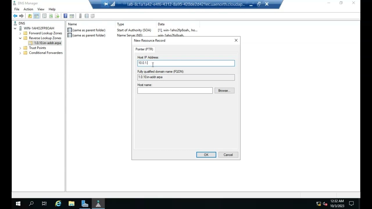 CIN2003 Lab install DNS for Windows Server 2019