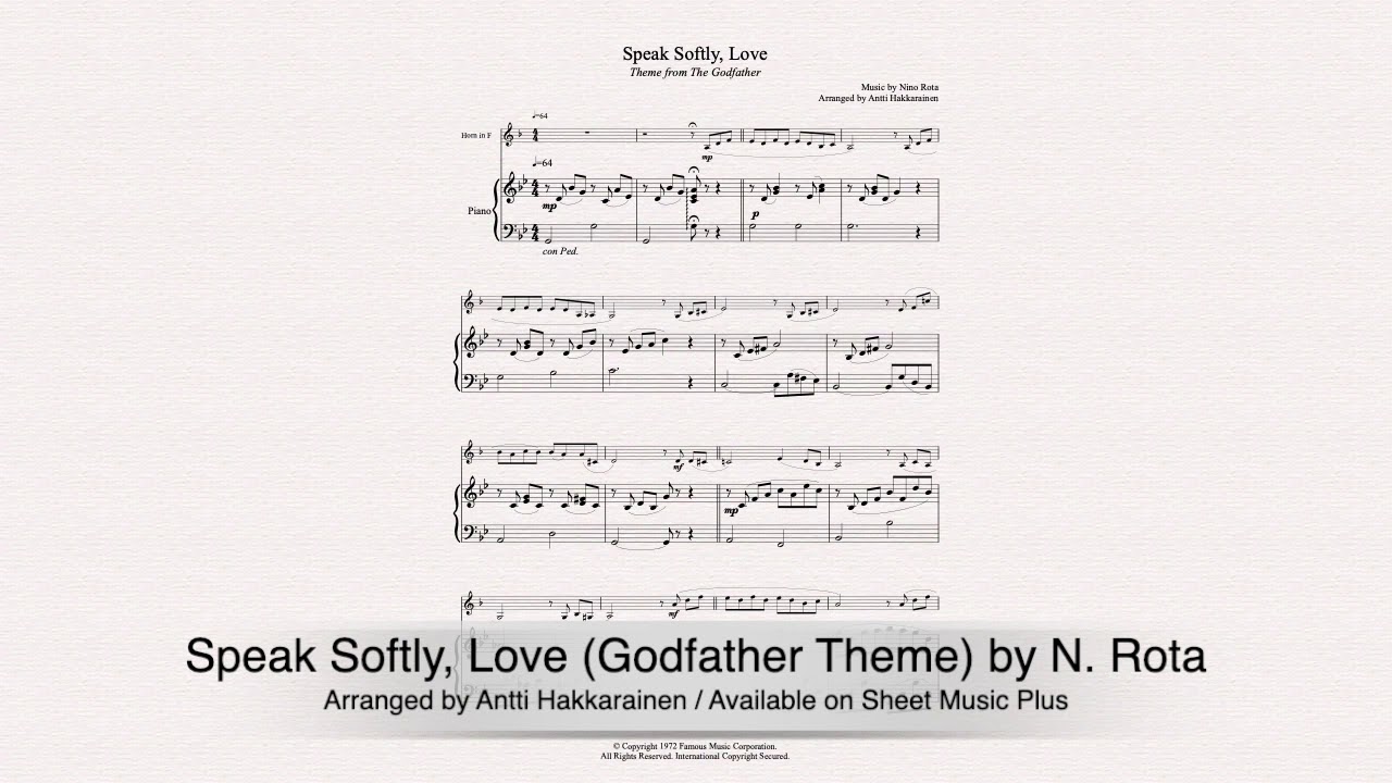 Speak Softly Love (Godfather Theme) Horn & Piano YouTube