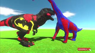 T rex spiderman vs brachiosaurus. Khủng long bạo chúa đấu với khủng long cổ dài. DinosaurTV