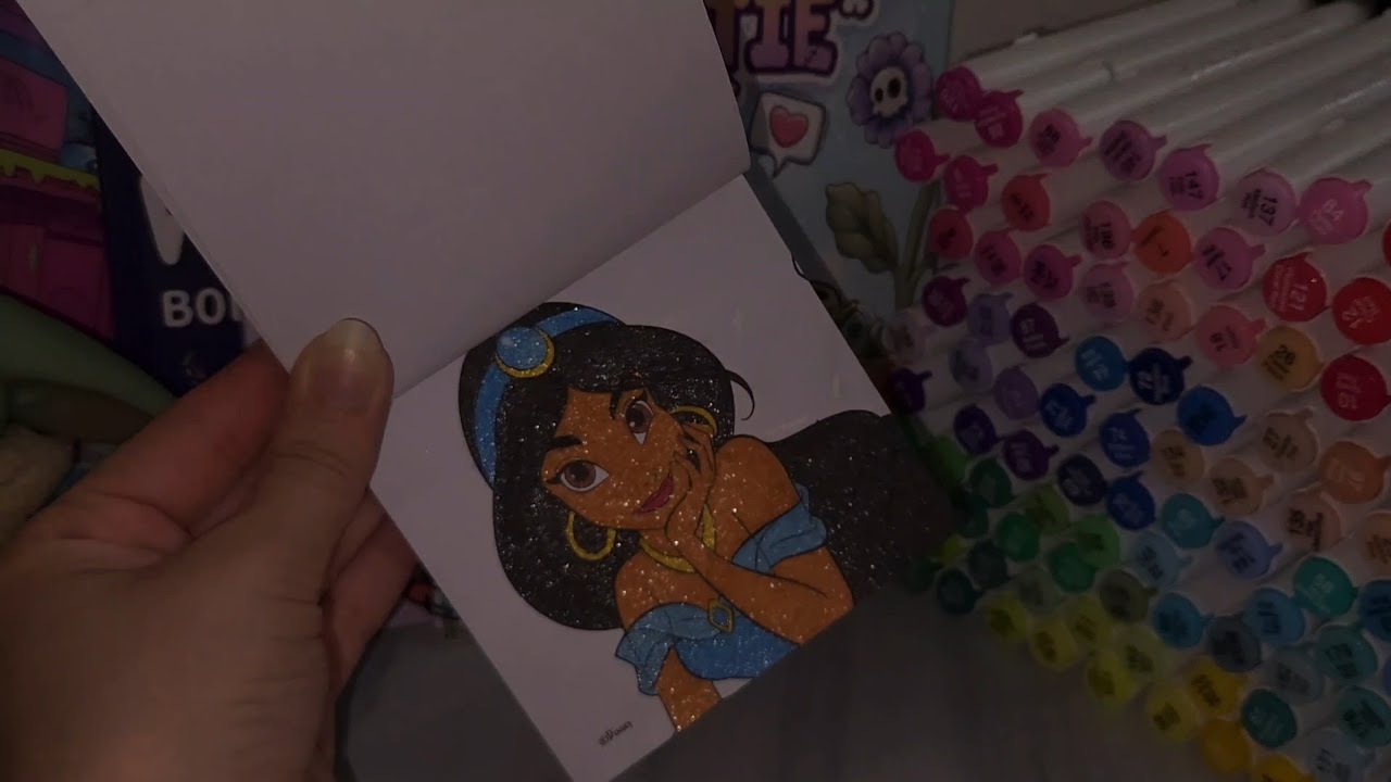 ASMR Colouring Book | princess Jasmine 👸 💎✨️ Disney princess 💙🐅