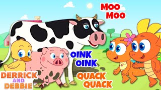 Old MacDonald Had A Farm | Learn Animal Sounds | Nursery Rhyme For Kids | Derrick and Debbie