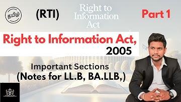Right to Information Act, 2005 Explained in Tamil | Important Sections | How to Apply for RTI
