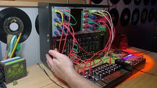 Krellinator: Star Factory
This is my first actual Krell Patch on this system, albeit the krell voice is very rudimentary here.
Two distinct voices, sequenced with seven steps. The first voice is the lower voice with the krellish envelope generator dictating the sequencers pace. The first oscillator is frequency modulated by the second voice, a cascading pinging sound. Eventually this voice fades away from the mix and is relegated to pure modulation for the first voice throughout the composition.
More on this log compositionally speaking, I was thinking about taking this sequence and chipping away at its recognizability over time, until eventually we end up where we started. After recording it reminded me of a kind of circle-of-life, heros journey loop, and I thought about the creation and destruction of celestial objects. I am definitely deriving meaning from a virtually mindless sound experiment, but I found it interesting regardless. Krellinator: Star Factory