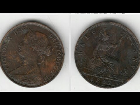 UK VICTORIA 1862 Half Penny Coin VALUE