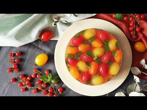 水玉トマトのレアチーズケーキ カラフルかわいい Youtube