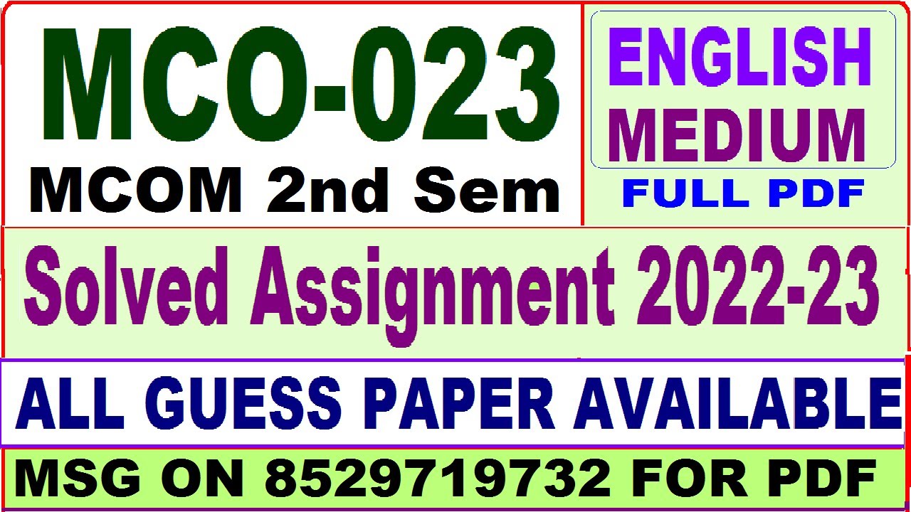 ignou mcom 2nd year solved assignment 2022 23