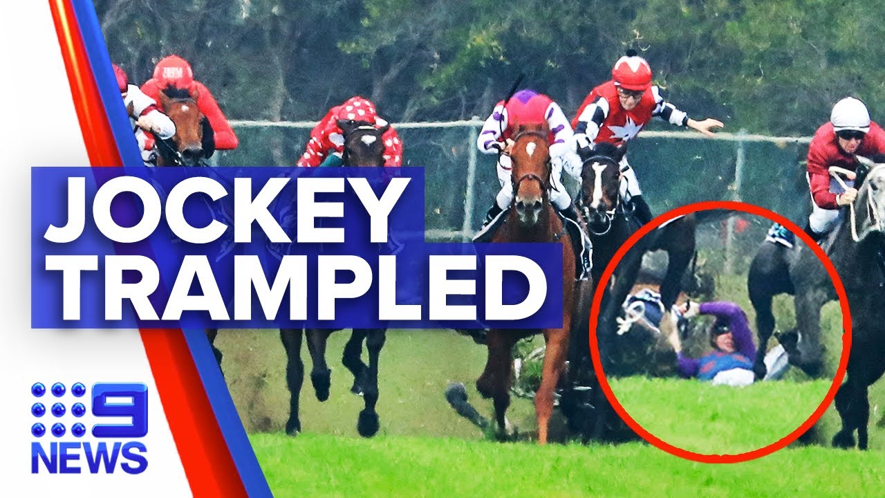 Jockey falls from horse and trampled during race 9 News Australia