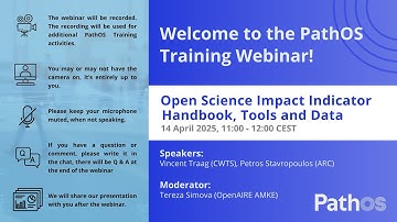 PathOS Training Session: Open Science Impact Indicator Handbook, Tools and Data