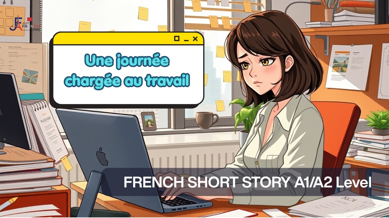 A Busy Day at Work 🏢 | Easy French Story for A1–A2 Learners (Subtitles: Français + English)
