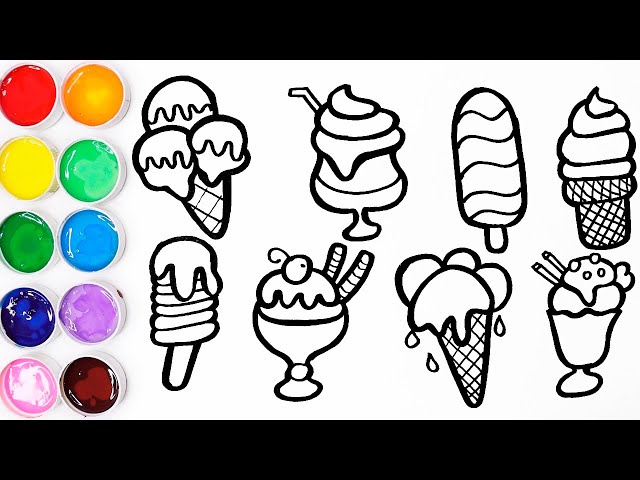 Como Dibujar y Colorear Helados - Aprende Los Colores Pintando