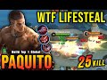 25 kills paquito best build exp lane insane lifesteal  build top 1 global paquito  mlbb