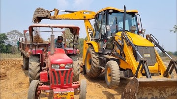 Jcb 3dx Eco Excellence Backhoe Machine Loading Mud In Mahindra and Swaraj Tractor | Jcb Video