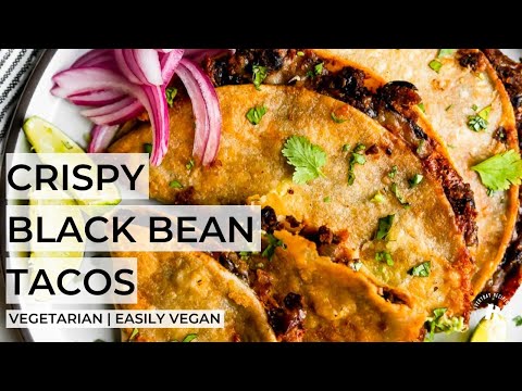 CRISPY BAKED BLACK BEAN TACOS 45-minute sheet pan dinner naturally vegetarian easily vegan