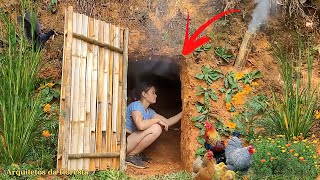 Ela construiu sozinha um abrigo no meio da SELVA fazendo um buraco em um barranco