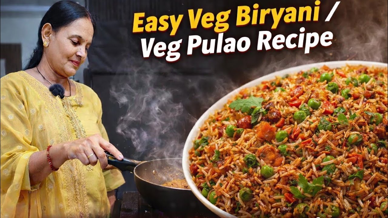 Easy Veg Biryani / Veg Pulao Recipe | Step by Step Indian Rice Recipe 