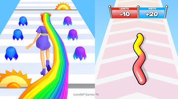 🐛🦠 Gummy Worm Go VS 💆🏻‍♀️🧴✨ Hair Challenge 3D Game - All Levels SpeedRun Android iOS Gameplay Ep30