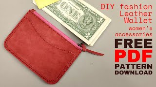 How to make a handmade Leather Wallet and cardholder for women's | free pattern