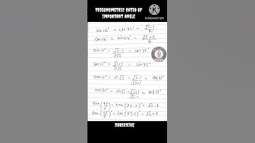 Trigonometric ratio of important angle #trigonometry #formula #maths #competitive #shorts #trending