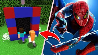 How To Make a PORTAL to the SPIDERMAN Dimension in Minecraft PE! I found TUNNEL ALEX AND STEVE