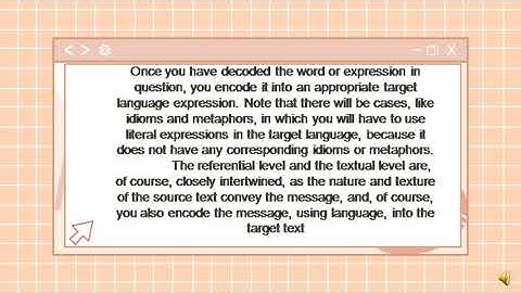 Referential Level and Cohesive Level of Translation