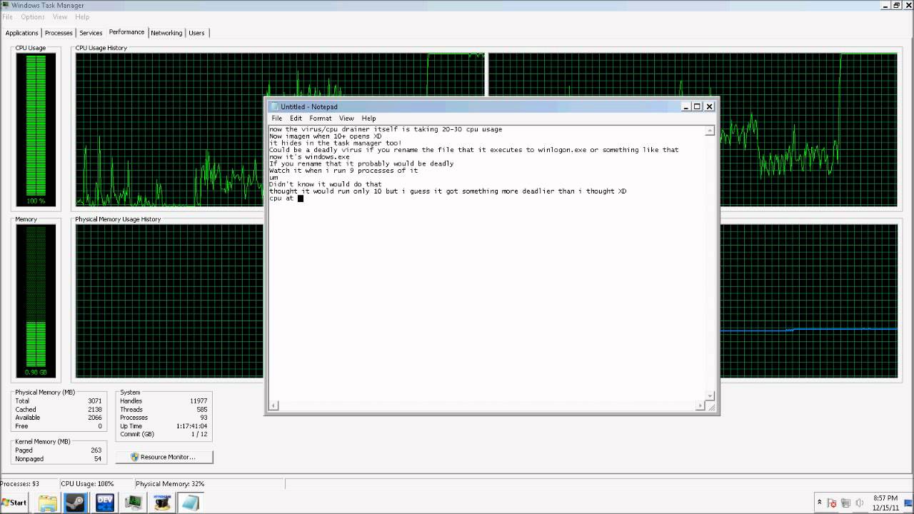 Deadly cpu drainer i made on c++(+ something that went unexpected on the video)