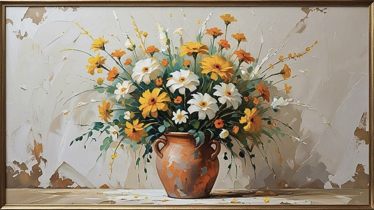 FREE FRAMED TV ART FOR SUMMER VINTAGE SCREENSAVER BACKGROUND FLORAL PAINTING NO MUSIC WALLPAPER 4K