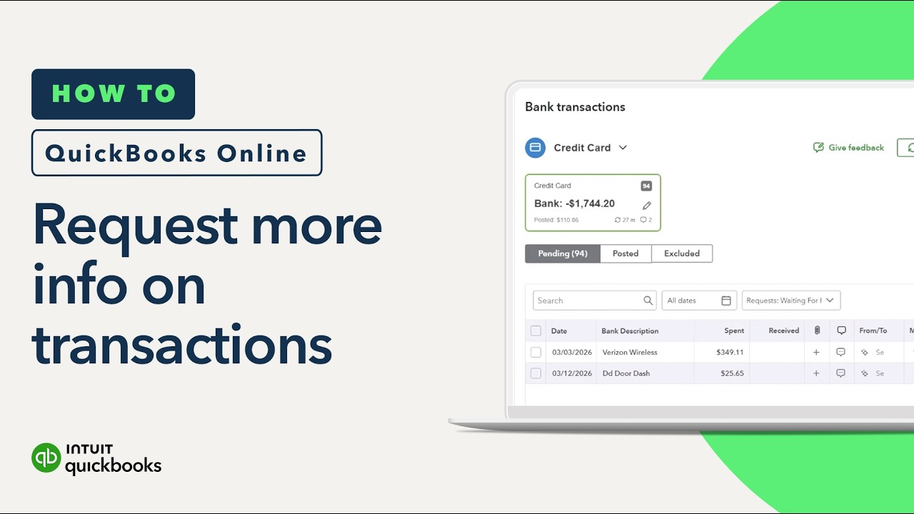 How to request more info on transactions in QuickBooks Online - YouTube