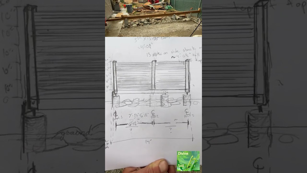 Privacy Fence Base features Dry Stack Stone Curb With River Stones  and Recycled Concrete. 