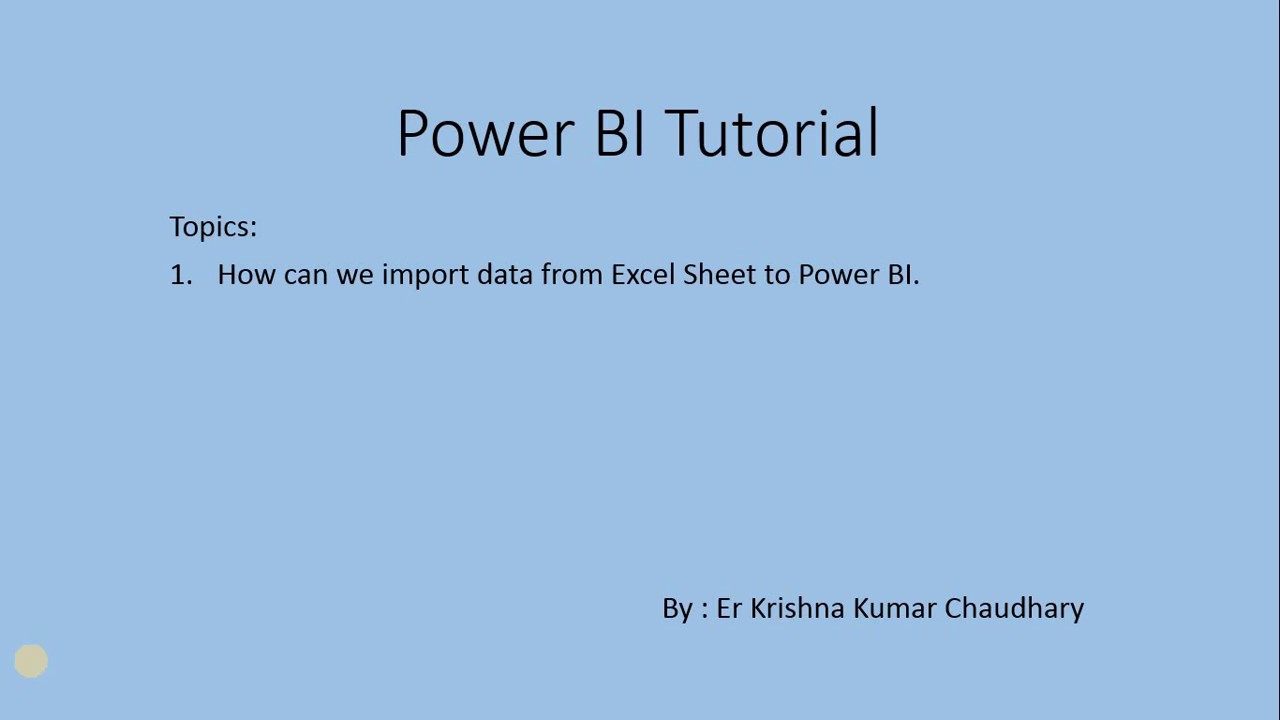 Power BI Tutorial - How can we import data from Excel Sheet to power BI ...