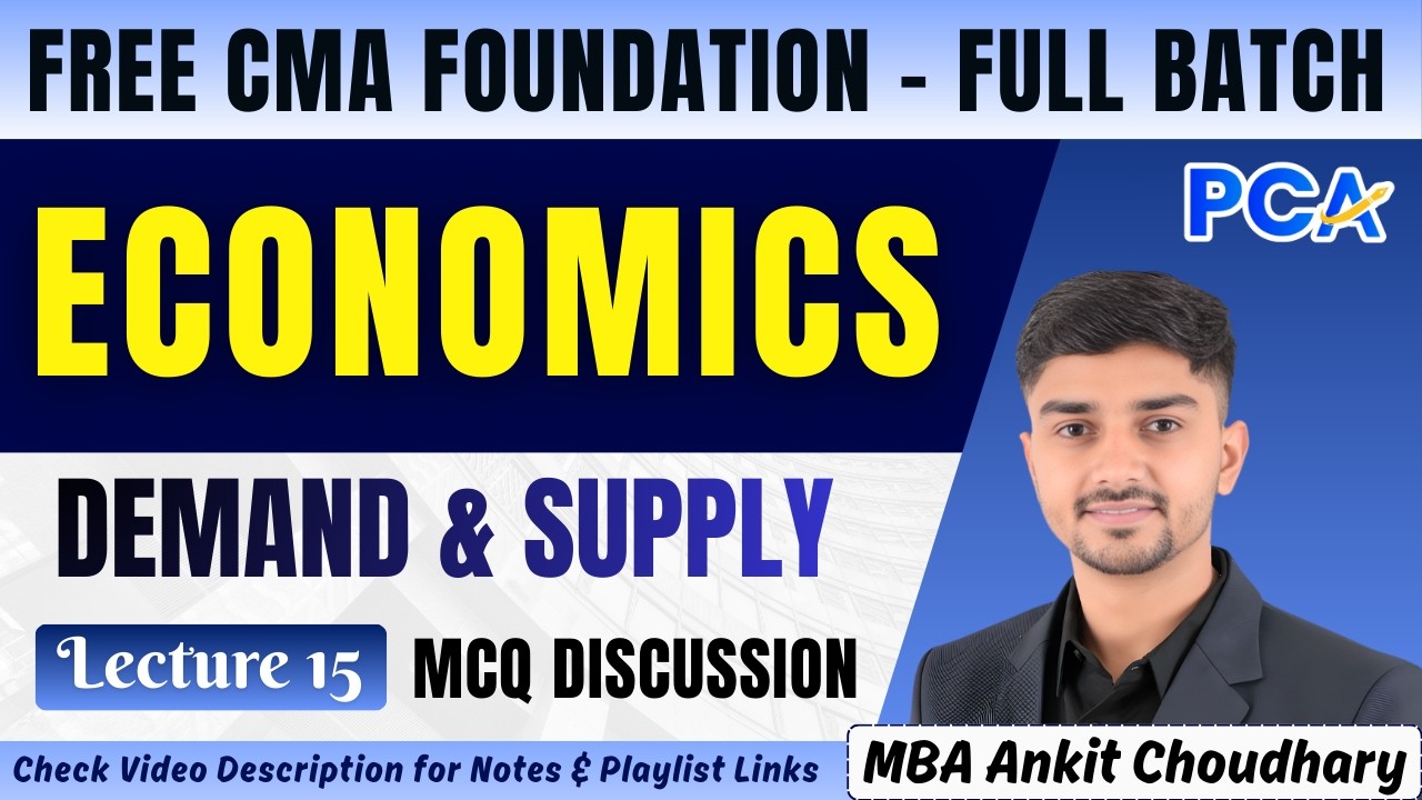 L15. Demand & Supply - MCQ Discussion 3 | Economics by MBA Ankit Choudhary #cmafoundation