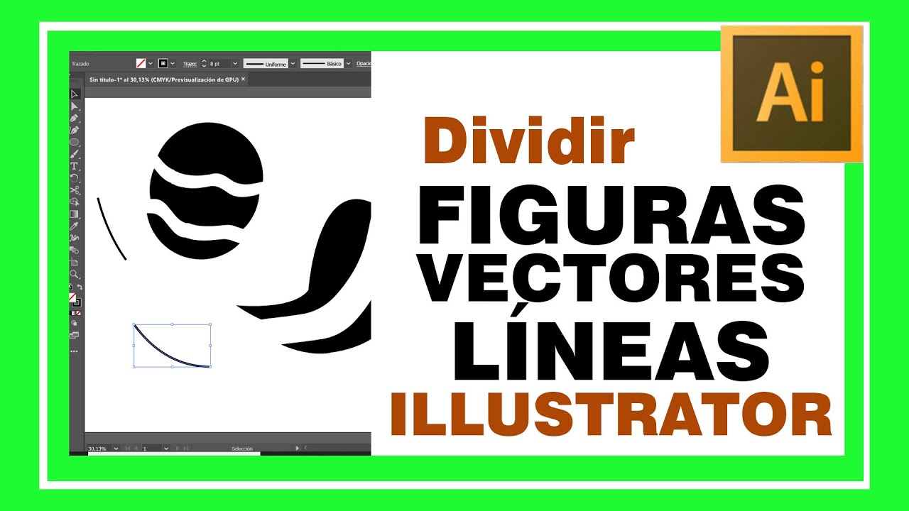 ILLUSTRATOR cómo CORTAR o DIVIDIR FIGURAS o LÍNEAS. Cómo cortar