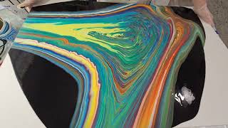 (585) ACRYLIC POURING - GIANT Straight Pour on BIG Canvas - Fluid Art Tutorial